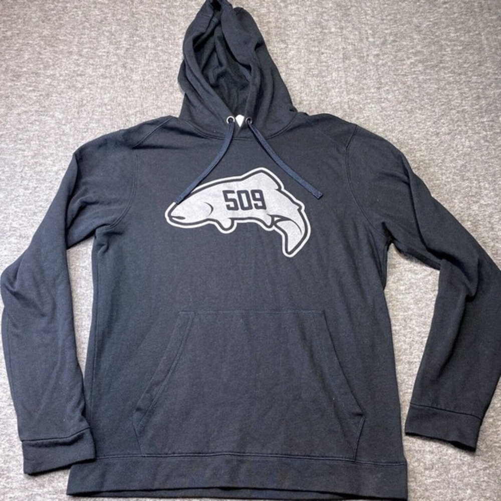 509 Trout Fly Fishing Hoodie Sweatshirt Mens Medium Spokane Eastern‎ Washington